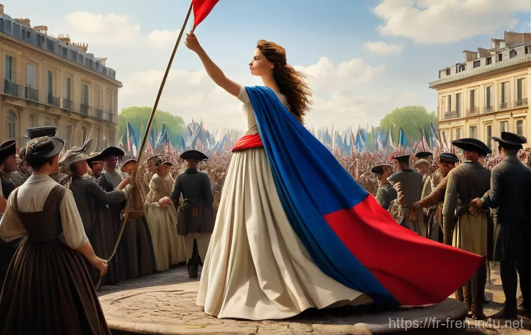 프랑스어 혁명 이후 변화 - **Prompt:** A solemn and inspiring historical tableau representing the proclamation or reading of th...