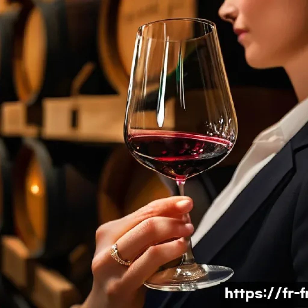 프랑스어 프랑스 와인 용어 - **The Art of French Wine Tasting**
A close-up, elegant shot of a person's hands (gender-neutral,...