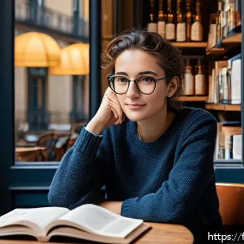Home 17 프랑스어 현재 과거 미래시제 정리 - A cozy French café scene featuring a young adult casually practicing French verb conjugations aloud ...